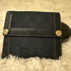 Gucci Black Wallet with Gold Details